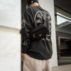 Hearujoy Fashion Brand American Streetwear Retro Wash Plus Size Men's Loose Hoodie Tatoo Chicano Graffiti Long Sleeve Hoodie