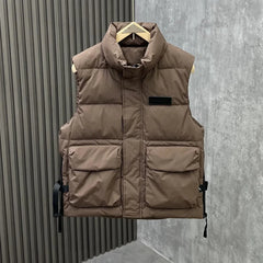 Hearujoy High End Cotton Jacket Vest Men's Trendy Stand Up Collar Workwear Warm and Casual Versatile Shoulder Jacket Trendy