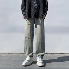 HEARUJOY - Autumn Men'S Jeans Korean Version Loose Straight Leg Pants Street Style Wide Leg Pants Black Pants Casual Denim Jeans