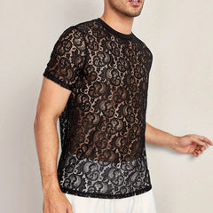 HEARUJOY - Slightly Transparent Hollow Out Lace Top Summer Style Regular Clothing Length S-2XL Size Available Slight Stretch Fabric