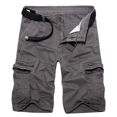 HEARUJOY - Summer Men Khaki Cargo Shorts Men Casual Army Knee Lenght Shorts Male Multi-Pocket Cotton Straight Shorts No Belt 28-40