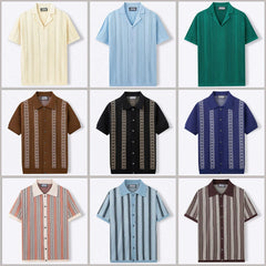 HEARUJOY - Mens Cool Silk Casual Knit Polo Shirt Summer Fashion Daily Outdoor Soft Comfortable Short-Sleeve T-Shirt Men'S Clothing New