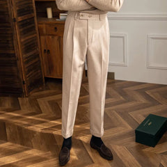 HEARUJOY - Mens Suit Pants Office Slacks Business British Trousers Formal Wear High-End Tailored Fit High Waist Straight Suit Pants Autumn