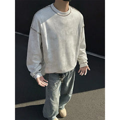 HEARUJOY - Black Tie Dye Hoodie Men Fashion Retro Round Neck Sweatshirt Men Streetwear Korean Loose Hip-hop Pullover Hoodie Mens Hoody