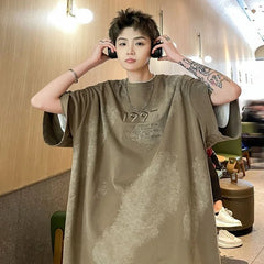 HEARUJOY - Baggy T Shirt for Men 100℅ Cotton Top Man Tee Shirts New in Vintage Clothing Cool Basic Korean Popular Clothes Streetwear Casual