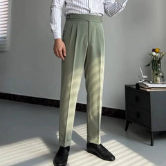 HEARUJOY - British Style Naples Pant For Men Vintage Gurkha High Waist Straight Suit Trousers Spring Autumn Fashion Business Casual Pants