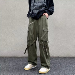 HEARUJOY - Multi Pocket Baggy Trousers Man Spring Summer High Quality Street Luxury Harajuku Techwear Cheapest Straight Cargo Pants for Men