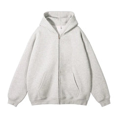 HEARUJOY - New Men's Hoodies Sweatshirts Zipper Hoodie Solid Color Hip Hop Mens Hooded Jacket Loose Track Hoodie Jacket Coat Streetwear