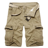 HEARUJOY - Summer Men Khaki Cargo Shorts Men Casual Army Knee Lenght Shorts Male Multi-Pocket Cotton Straight Shorts No Belt 28-40