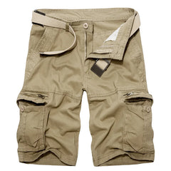 HEARUJOY - Summer Men Khaki Cargo Shorts Men Casual Army Knee Lenght Shorts Male Multi-Pocket Cotton Straight Shorts No Belt 28-40