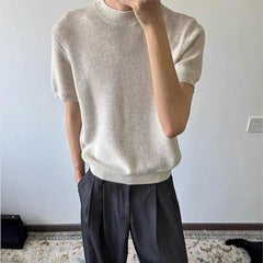 HEARUJOY - Summer New Men's Knitted Short-sleeved T-shirt American Fashion Trend Casual Simple Loose Breathable Unisex Men's Tops