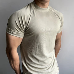 HEARUJOY - Fashion Sports T-shirt T-shirt Short Sleeve Shirt Quick Dry Gym Top Solid Color Pattern Daily And Holiday Use O Neck Design