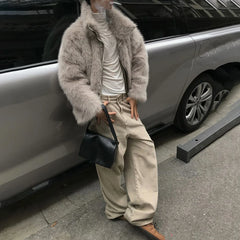 HEARUJOY - Mens Fashion Warm Clothing Autumn And Winter Korean Plush New Fur Coat Imitation Leather Thick Warm Stand Collar Trendy Coat Men