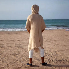 HEARUJOY - Summer Mens Solid Color Hooded Sun Protection Beach Clothes Fashionable Travel Holiday Style All-match Casual Cape Clothes