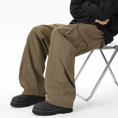 HEARUJOY - Pocket Casual Pants Men Retro Black Cargo Pants Men Japanese Streetwear Hip-hop Loose Straight Pants Mens Vintage Trousers