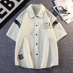 HEARUJOY - Summer Men's Set Casual Short Sleeve Print Shirt Shorts 2 Piece Suit Loose Fashion High Quality Sweatshirt Sets