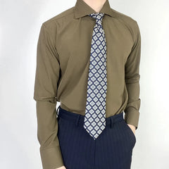 HEARUJOY - Summer New Mens Fashion Business Gentleman Slim Fit Solid Color Long Sleeve Shirt Non-Iron Elegant Trendy Casual Shirt Men