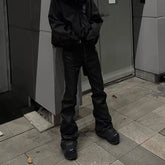 Hearujoy Y2k Streetwear Wax Leather Strecth Jeans for Men and Women Ropa Hombre Baggy Flare Pants Oversized Straight Denim Trousers