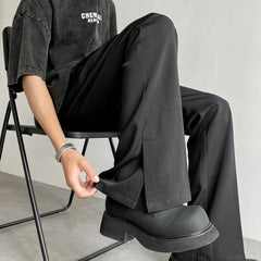 HEARUJOY - Brown Black Suit Pants Men Fashion Social Mens Dress Pants Korean Casual Loose Flared Pants Mens Office Formal Trousers M-2XL