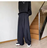 HEARUJOY - Black Mens Suit Pants Summer American High Street Wide Leg Pants Trend Casual Comfortable Office Attire Fashion Pantalettes