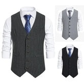 HEARUJOY - Men New Vests Suits V Neck Striped Single Breasted Sleeveless Slim Fit Blazer Vest Coats Splice Casual Regular Coat Autumn 2025