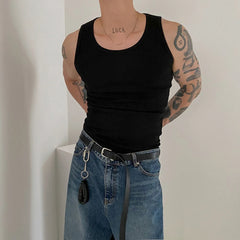 Hearujoy American Sport Tank Top Tide Men's Summer Versatile Sleeveless T-shirt Fashion Solid Undershirts Fitness Cotton Bottoming Shirt