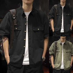 HEARUJOY - Button Down Shirt Army Green Men\'s Casual Shirt Cargo Style Daily Casual Use Brand New Condition Pockets Design