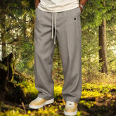 HEARUJOY - Fashionable Mens Solid Color Trousers Spring Autumn Streetwear Casual Drawstring Pants Men Stylish Loose Straight Trousers