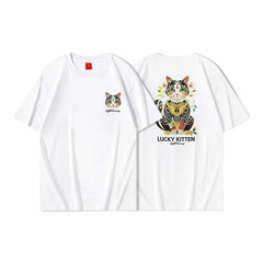HEARUJOY - Harajuku T Shirt Men Cat Embroidery T Shirt Women Oversized Japanese Casual Short Sleeve Cotton Tees High Quality Summer Tops