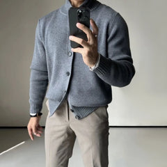 Hearujoy Mens Basic Knitted Jacket 2024 New Genderless Autumn Winter Fashion Youth Comfortable Simple Retro Solid Color Sweater Unisex