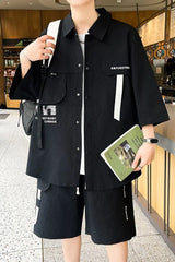 HEARUJOY - Summer fashion 2 Pieces Set Tracksuit Men's Two Piece Shirt Shorts Harajuku Streetwear Men Sets Short Sportswear Suits