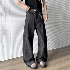 HEARUJOY - New Summer Men's Denim Pants Jacquard Patchwork Contrast Color 2025 Trousers Straight Leg Loose Male Boot-cut Jeans