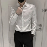 Hearujoy Clothing Long Sleeve Shirts and Blouses for Men Floral Printed Man Tops Vintage Korean Style Cool Elegant Free Shipping Silk