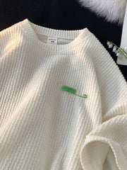 Hearujoy Waffle Short-sleeved T-shirt Niche Designer Unique Special Top Men Summer Lovers Loose High Street Hong Kong Style Tees