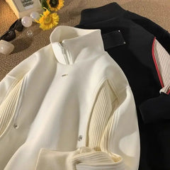 HEARUJOY - American autumn and winter street fashion personalized stand up collar half zipper couple loose retro casual Harajuku top y2k