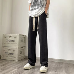 Hearujoy Summer Pleated Pants Men Fashion Oversized Wide Leg Pants Men Japanese Streetwear Hip Hop Loose Straight Pants Mens Trousers