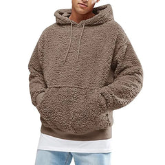HEARUJOY - Autumn Winter MenS Fleece Lined Hooded Sweatshirt Cozy Warm Pullover Soft Fluffy Casual Streetwear Trendy Thickened Long Sleeve