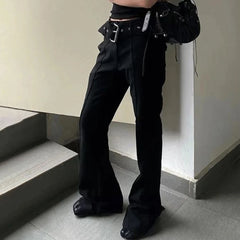 Hearujoy French-style Belted Suit Pants Men's Summer New High-definition Mopping Trousers High Street Straight Tube Micro-flared Trousers