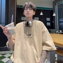 HEARUJOY - T Shirt Oversized Cotton For Men White Men's Letter Print T-shirts 5XL Men Casual Wear Summer Tee Shirts Unisex Big Size