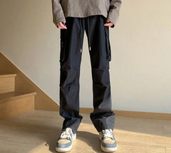 HEARUJOY - Spring Summer Multi Pocket Straight Cargo Pants for Men Designer Techwear Korean Style Luxury New in Casual Baggy Trousers Man