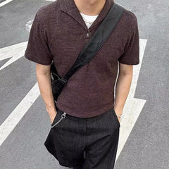 HEARUJOY - Summer New Men's Solid Color Short-Sleeved Polo Shirt American Retro Fashion Trend Street Loose Breathable Niche Men's Tops