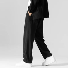 HEARUJOY - Autumn Men's Business Casual Suit Pants Summer Casual Long Wide Leg Dress Pants Men's Elastic Straight Office Formal Trousers