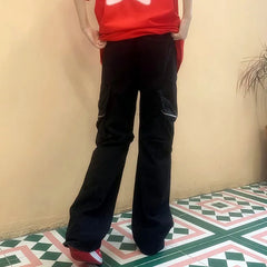 HEARUJOY - Y2K New Fashion Zipper Pockets Black Baggy Cargo Jeans Pants For Men Clothing Straight Hip Hop Long Trousers Pantaloni Uomo