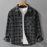 HEARUJOY - Streetwear Plaid Plus-Size Long Sleeve Shirt for Men Fashion Versatile Literary Casual Loose Brushed Fleece Check Top Jacket