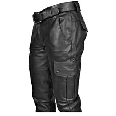 Hearujoy 2024 New Men's Leather Pants Retro Punk Loose Casual Straight-leg Pants Autumn Winter High Street Goth Style Long Trousers