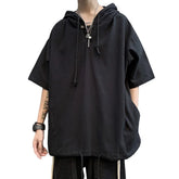 HEARUJOY - Casual Outing Black Men Hooded T-Shirt Oversize T Shirt Korean Style Tee Black Casual Shirt Yellow Casual Shirt