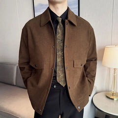 HEARUJOY - Autumn Winter Thick Woolen Jackets Men High Quality Single Breasted Turn Down Collar Men's Casual Jacket Slim Fit Business Coats