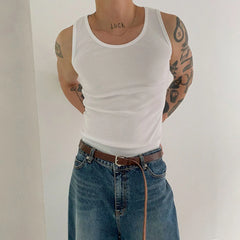 Hearujoy American Sport Tank Top Tide Men's Summer Versatile Sleeveless T-shirt Fashion Solid Undershirts Fitness Cotton Bottoming Shirt