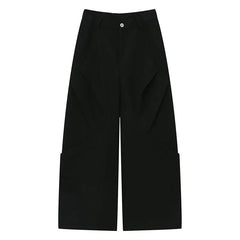Hearujoy Men's Trousers Solid Color Niche Design Pleated Splice Loose Casual Baggy Pant Trend Male Wide Leg Fold Streetwear 9C3088