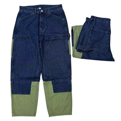 HEARUJOY - High Street Patchwork Jeans Men Loose Multi Pocket Cargo Pants Spring Autumn Fashion Vintage Straight Denim Trousers Streetwear
